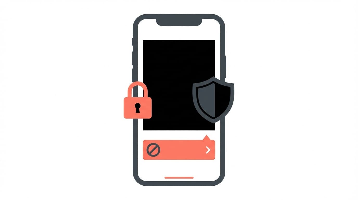 スマホのスクリーンショットが禁止されて画面が真っ黒になるイメージイラスト